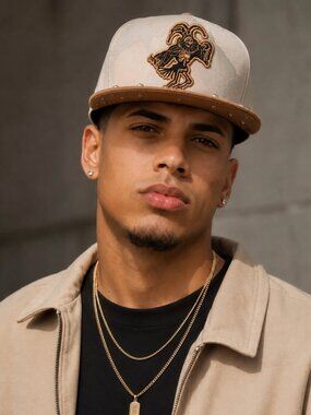 NWT Top Level Beige Brown Skeleton Jester Studded Snapback Hat Streetwear OS